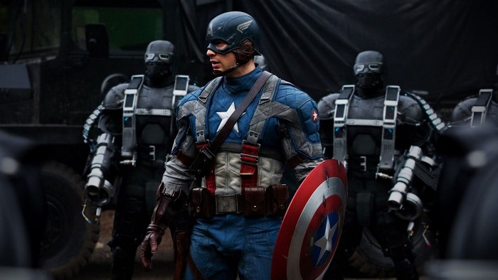 Captain America with soldiers