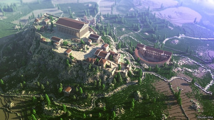 Minecraft recreation of ancient Athens, Greece