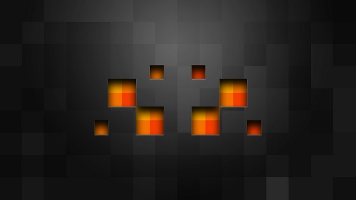 Minecraft-themed abstract squares with orange and yellow glow