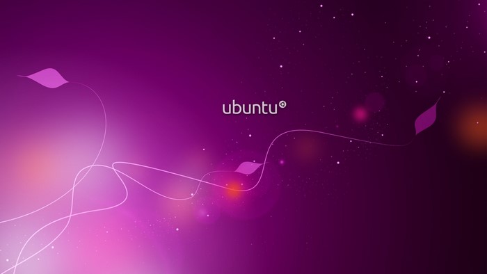 Ubuntu logo on purple abstract background