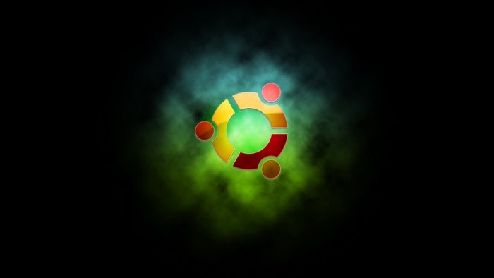 Ubuntu logo with colorful smoke