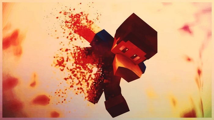 Minecraft Character Exploding into Fire