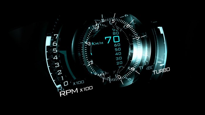 Digital Car Dashboard with Speedometer and Turbo Gauge