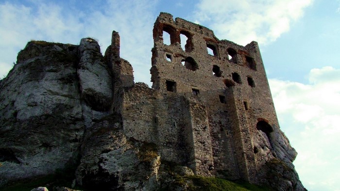 Stone castle ruins on a rocky cliff
