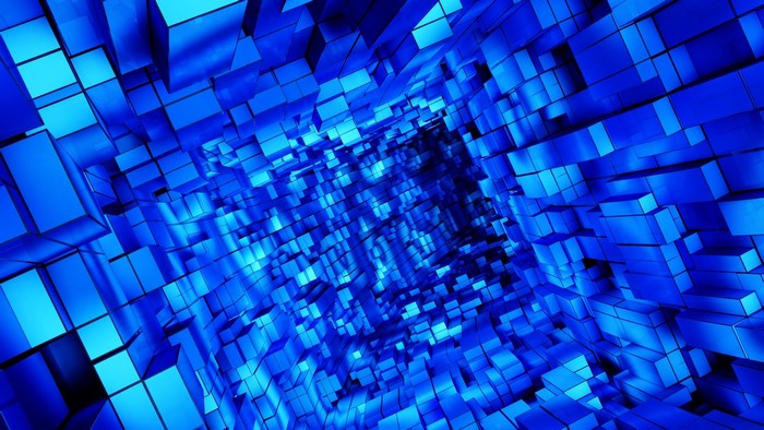 Blue Cubes Tunnel 3D