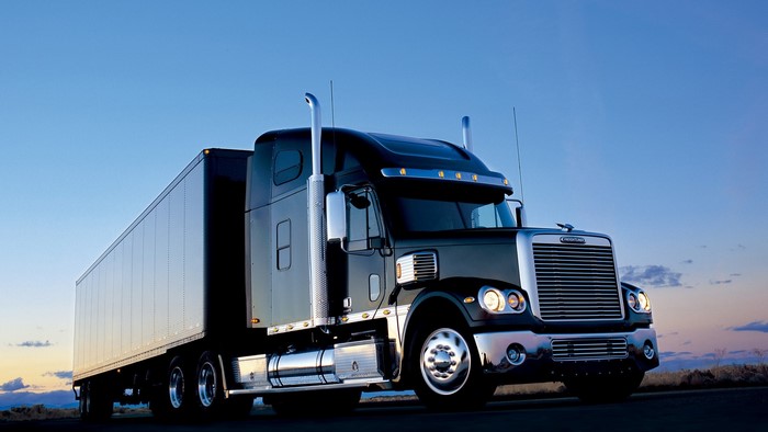 Black Freightliner Coronado Semi-Truck