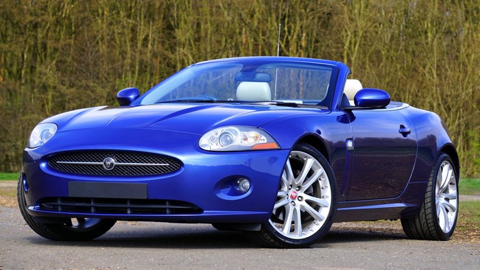 Blue Jaguar Convertible Sports Car
