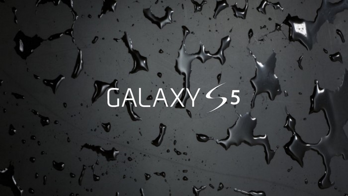 Galaxy S5 logo with water droplets