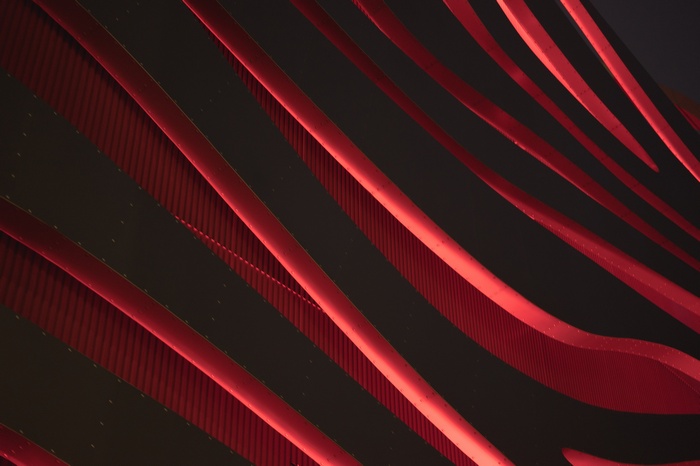 Red and Black Abstract Metal Architecture