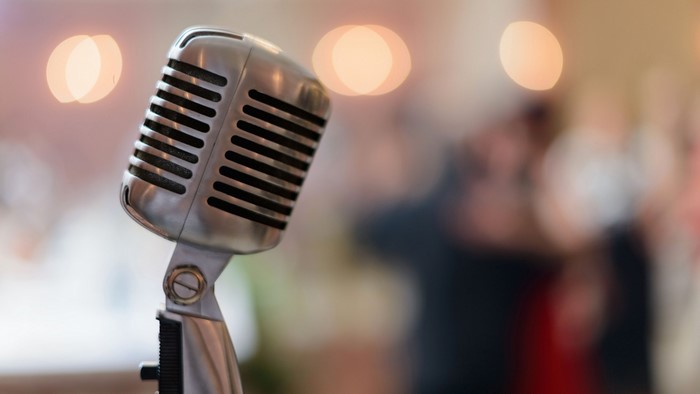 Vintage microphone on a stand