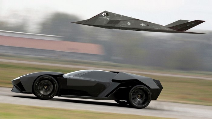 Lamborghini Ankonian and F-117 Nighthawk jet