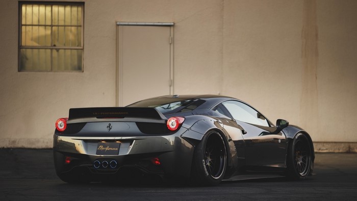 Dark Ferrari 458 Italia with Wide Body Kit