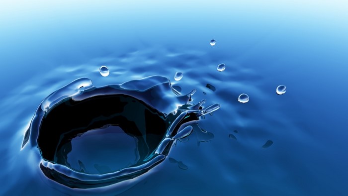 Water splash with droplets