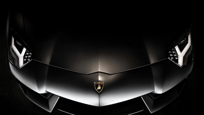 Lamborghini Aventador Hood Emblem and Headlights