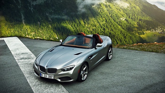 Silver BMW Z4 Convertible on a Mountain Road