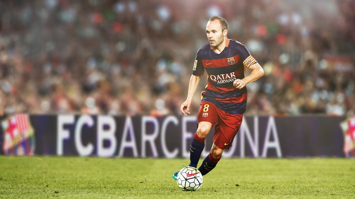 Andres Iniesta of FC Barcelona playing soccer