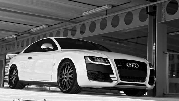 White Audi A5 Coupe in Black and White