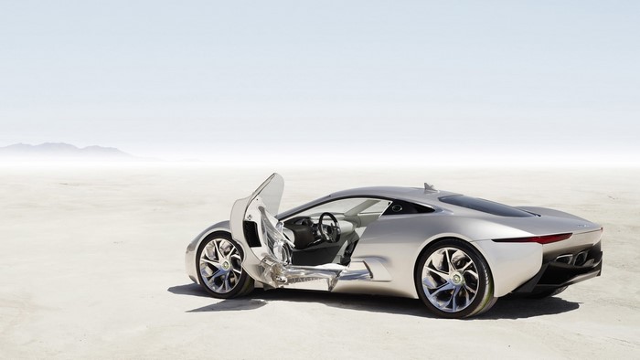 Jaguar C-X75 Concept Car on a Salt Flat