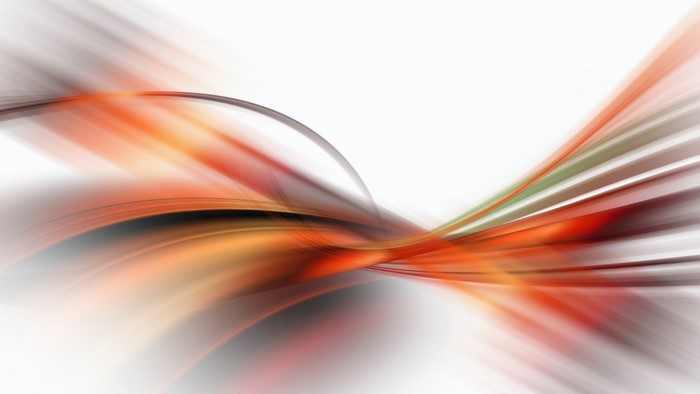 Abstract orange and black curves on white