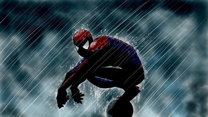 Spiderman in the Rain Artwork