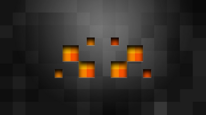 Abstract Pixel Art with Orange and Yellow Squares
