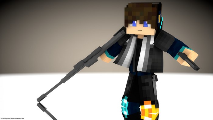 Minecraft character with guns