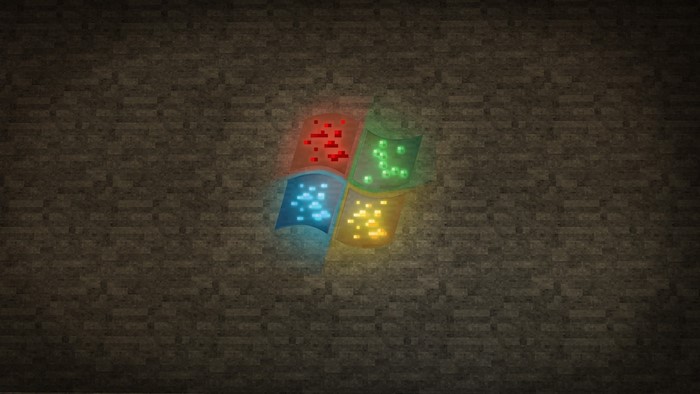 Windows logo with Minecraft blocks