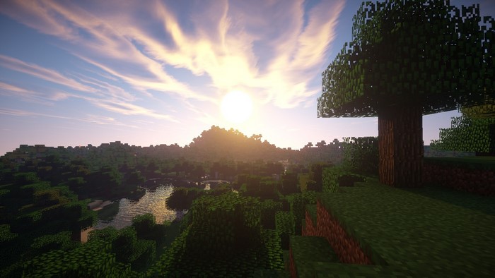 Minecraft Hilltop Sunset