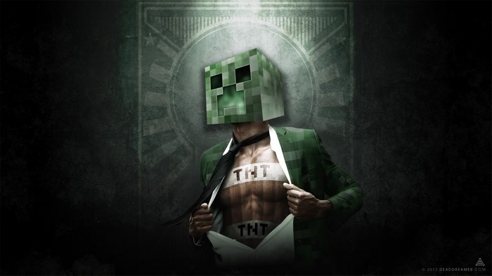Man with Creeper head and TNT chest