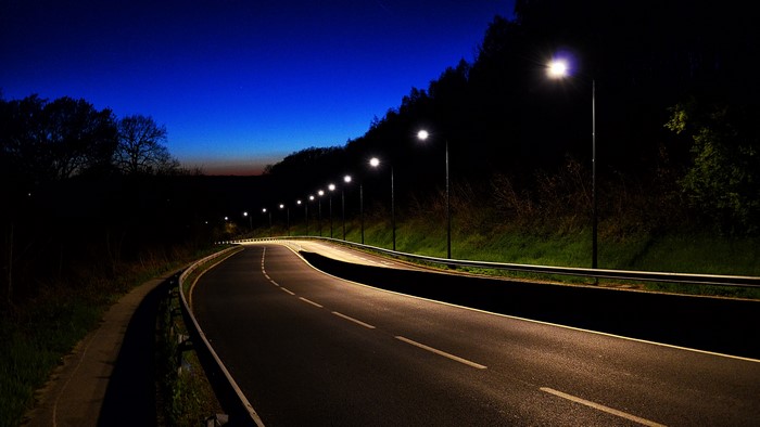 Road at night with streetlights