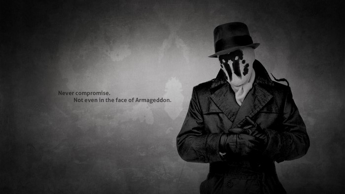 Rorschach from Watchmen with quote