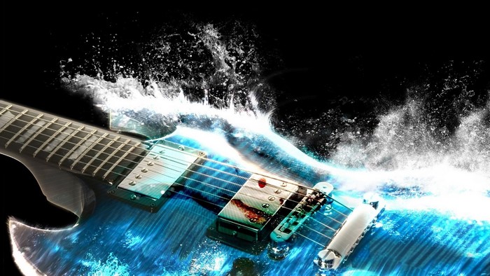 Electric guitar with water splash