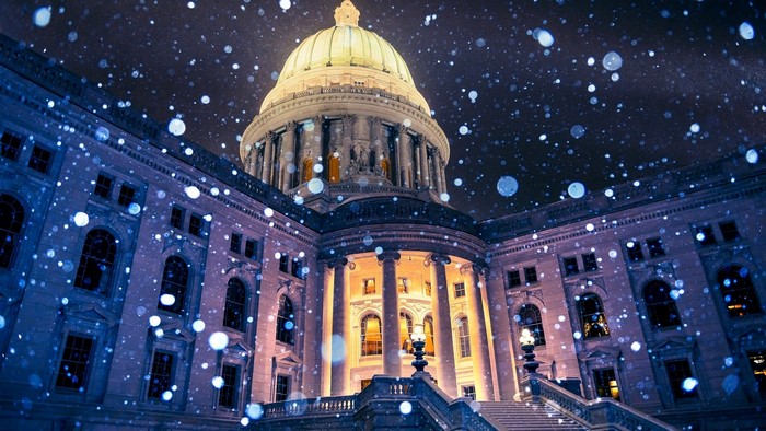 Wisconsin Capitol Building in Snow