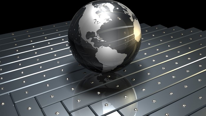 3D Globe on Metallic Surface