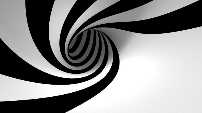 3D Black and White Spiral Tunnel