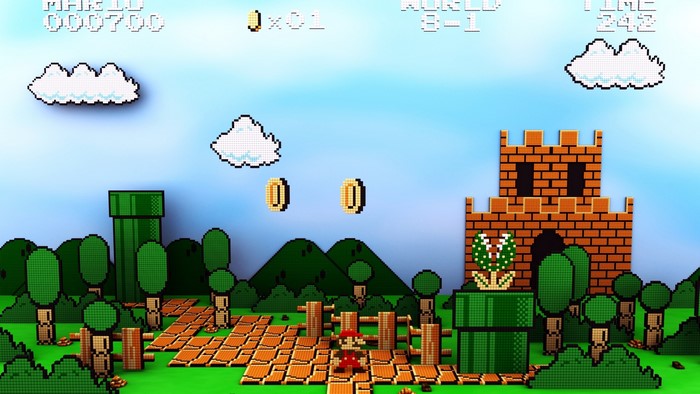 Mario from Super Mario Bros. in World 8-1