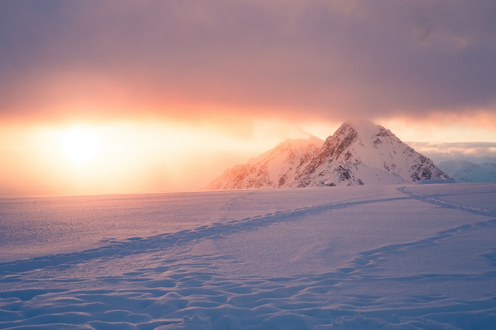 Snowy Mountains at Sunrise