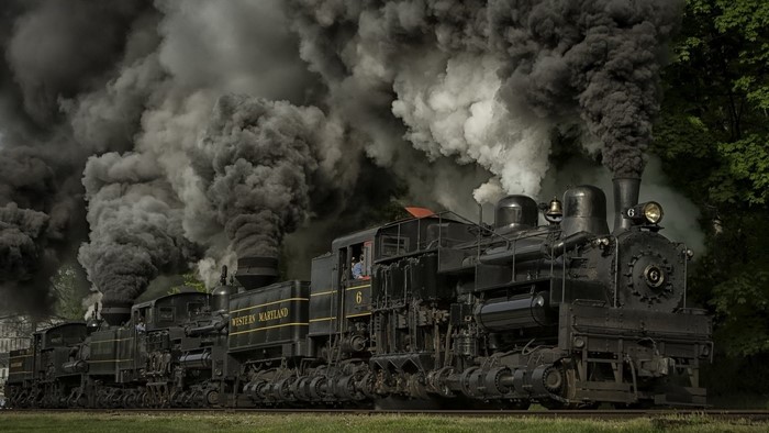 Western Maryland Steam Locomotives Emitting Smoke