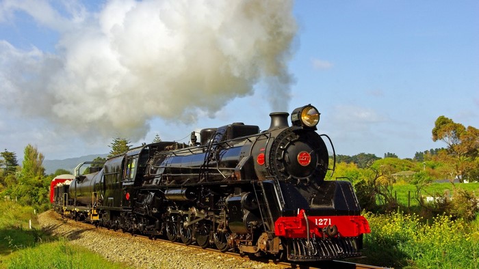 Black Steam Locomotive 1271 on Tracks