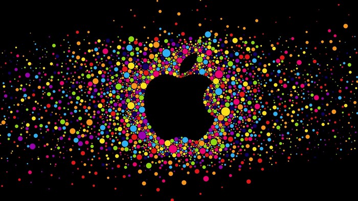Apple logo made of colorful dots
