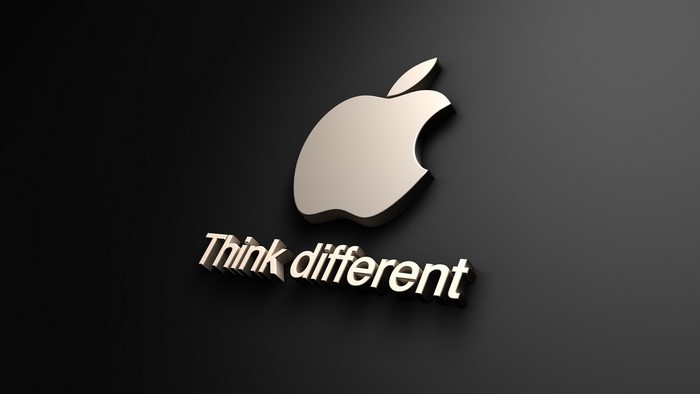 Apple logo with "Think different" slogan