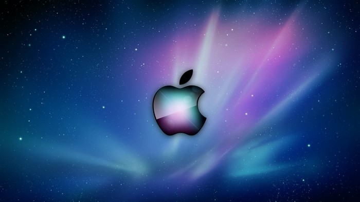 Apple Logo on a Starry Space Background