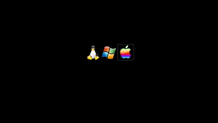 Linux, Microsoft, and Apple logos