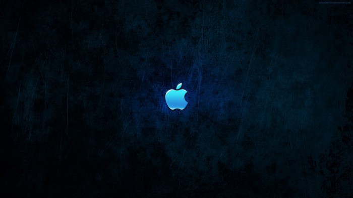 Dark Blue Apple Logo on Textured Background