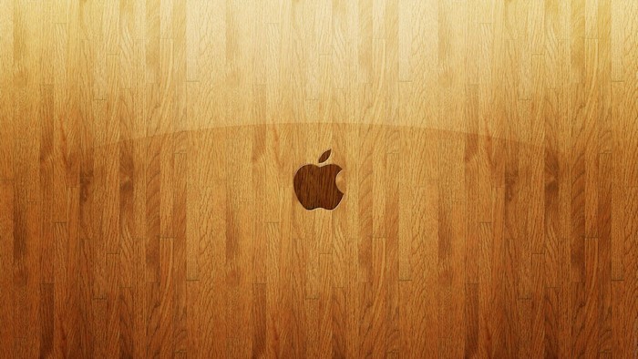 Apple Logo on Wooden Texture
