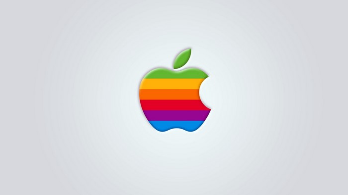 Apple logo with rainbow stripes