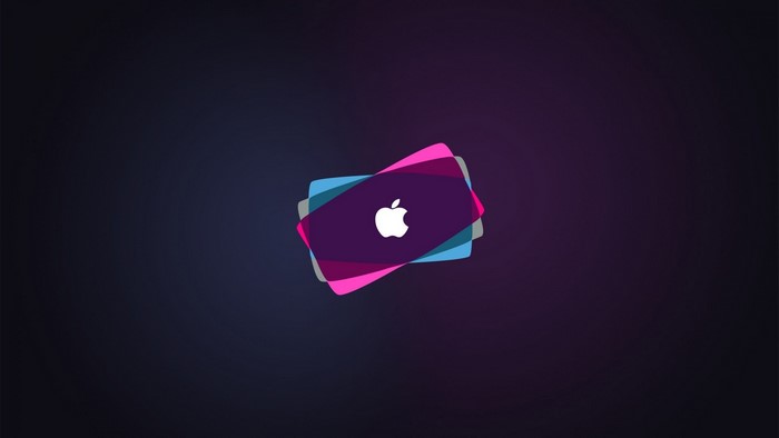Apple Logo on Abstract Purple and Pink Shapes