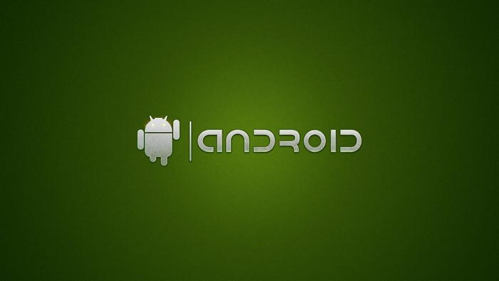 Android logo and text on green background