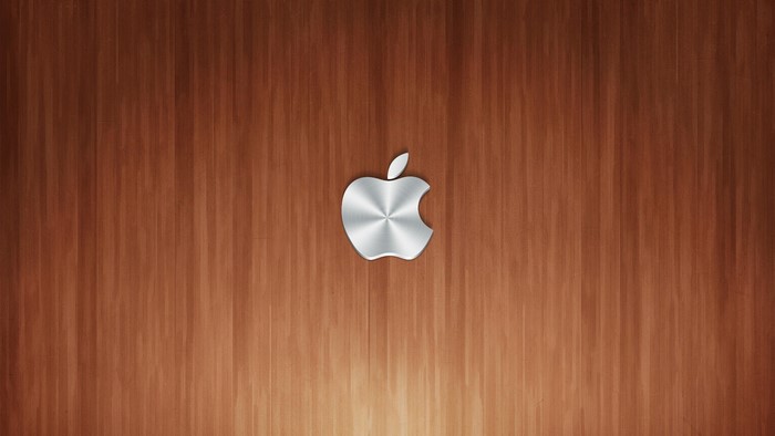 Apple Logo on Wood Texture