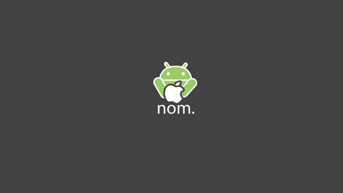 Android Droid eating Apple logo